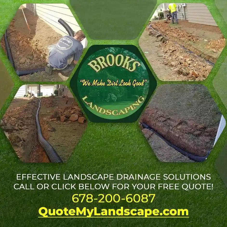 Discover expert drainage solutions for Georgia homes. Learn how to fix standing water, erosion, and grading issues with The Dirt Doctor® at Brooks Landscaping.