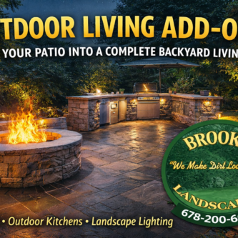 Learn how outdoor living add-ons like fire features, lighting, and kitchens can enhance your patio. Brooks Landscaping designs outdoor spaces built to last. Explore outdoor living add-ons like fire pits, lighting, and outdoor kitchens. Brooks Landscaping helps homeowners turn patios into complete outdoor spaces.