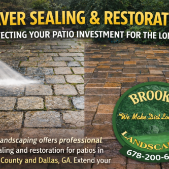 Brooks Landscaping provides professional paver sealing and restoration services for homeowners in Paulding County and Dallas, GA. Our process helps protect your patio investment by restoring appearance, preventing weed growth, and extending the life of your outdoor living space. Brooks Landscaping provides professional paver sealing and restoration services for homeowners in Paulding County and Dallas, GA. Our process helps protect your patio investment by restoring appearance, preventing weed growth, and extending the life of your outdoor living space.