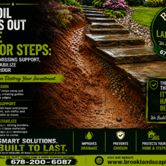 on’t keep repairing the same erosion problem after every storm. Let’s solve it once and for all. 📲 Call or text: 678-200-6087 🌐 www.brooklandscapingga.com on’t keep repairing the same erosion problem after every storm. Let’s solve it once and for all.
📲 Call or text: 678-200-6087
🌐 www.brooklandscapingga.com